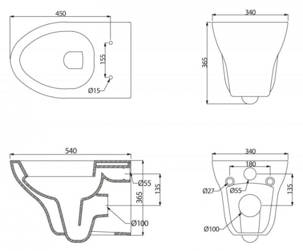 Чаша подвесного унитаза BelBagno Anto BB112CH