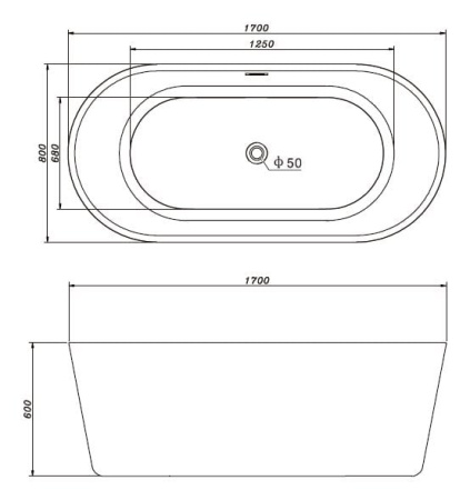 Акриловая ванна Gemy G9209 (170x80)