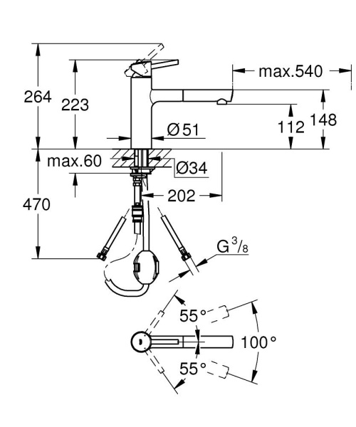 Смеситель для кухни однорычажный Grohe Concetto 31129 001 (31129001) хром