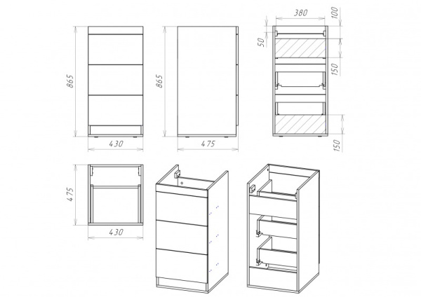 Тумба под стиральную машину Misty Куба 50  П-Куб01050-0113Я