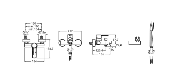 Смеситель для ванны Roca Targa 5A0160C0M