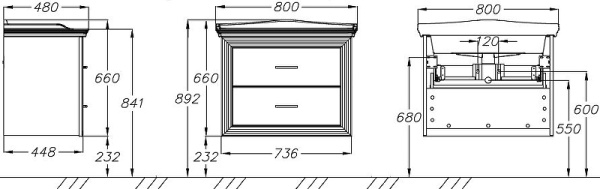 Тумба под раковину Opadiris Карат 80 00-00003520 бежевый глянцевый с золотой патиной (без раковины)