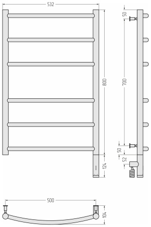 Полотенцесушитель электрический Сунержа Галант 3.0 (80х50) 00-5801-8050 правый