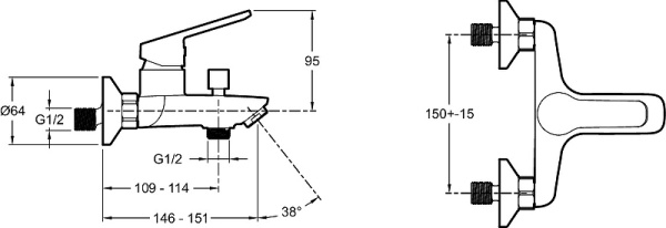 Смеситель для ванны Jacob Delafon Aime E29871-BL