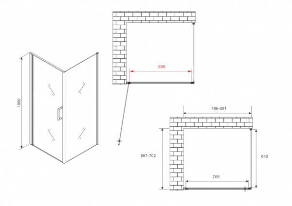 Душевой уголок (80х70) ABBER Sonnenstrand AG04080-S70 хром