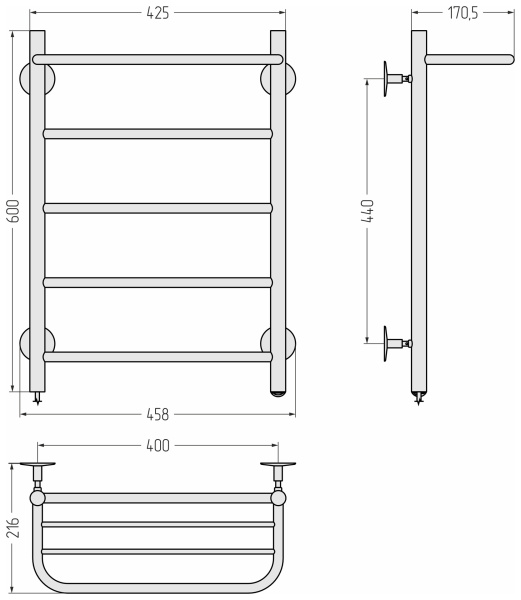Полотенцесушитель Стилье Формат 3 (600х400) 00531-6040 левый Полотенцесушитель Стилье Формат 3 (600х400) 00531-6040 левый