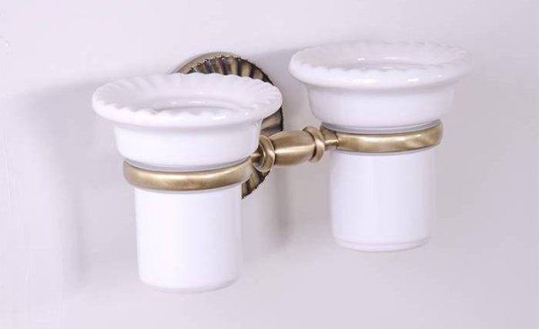 Стакан подвесной керамический двойной бронза Tiffany World Retro TWOP110br