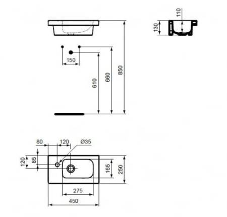 Раковина встраиваемая сверху Ideal Standard CONNECT SPACE E136201