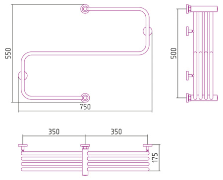 Полотенцесушитель Водяной Сунержа Фабула (50х70) Золото 03-0125-5070