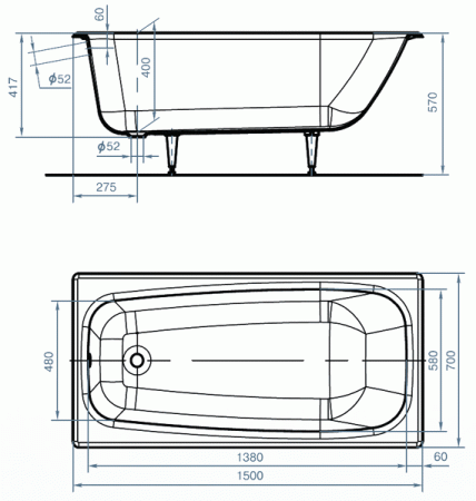 Чугунная ванна Классик (150x70), г. Новокузнецк Чугунная ванна Классик (150x70), г. Новокузнецк
