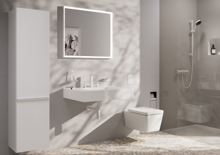 Смеситель для раковины на 3 отверстия с донным клапаном Push-Open Hansgrohe Tecturis E 73030700 белый матовый