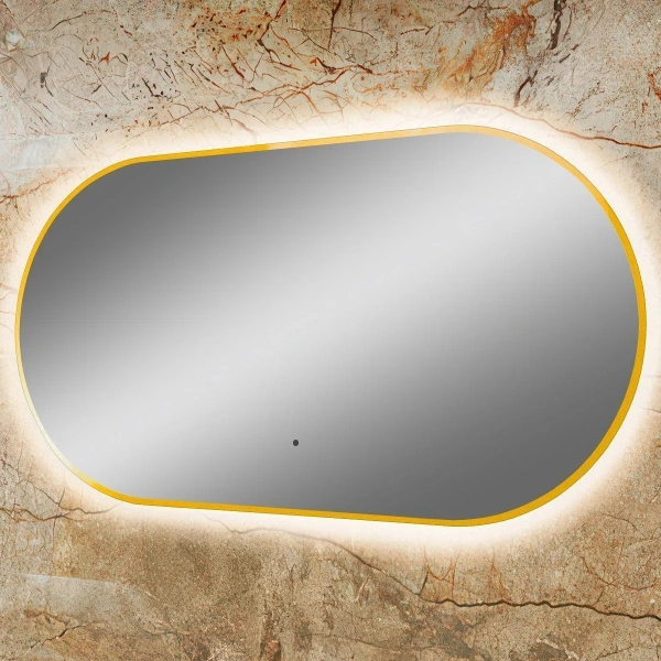 Зеркало с подсветкой Art&Max Torino AM-Tor-550-1050-DS-Gold сенсорным выключателем