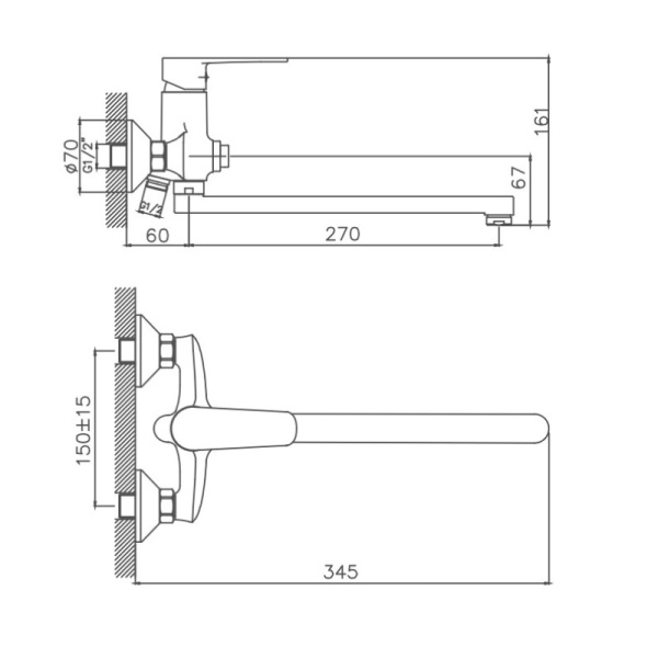 Смеситель для ванны Cron CN22337 Смеситель для ванны Cron CN22337