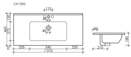 Раковина накладная (101х46,5) Sancos  Element CN7003