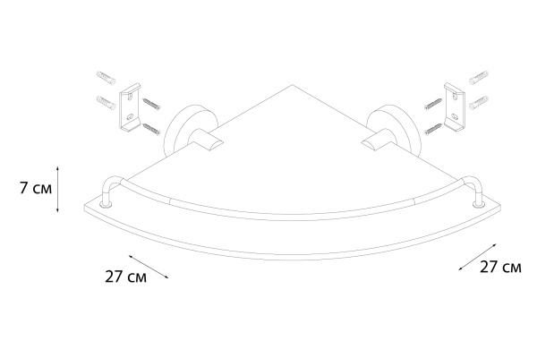 Полка FIXSEN Modern стеклянная угловая FX-51503A