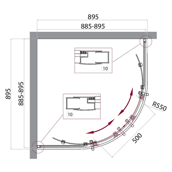 Душевой уголок (90х90) BelBagno UNO-195-R-2-90-P-NERO шиншила