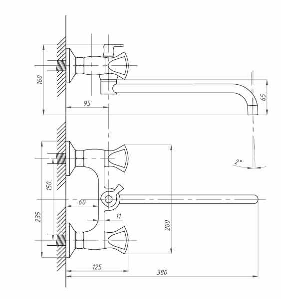 Смеситель для ванны ПСМ-Профсан  КВАДРО PSM-192-38