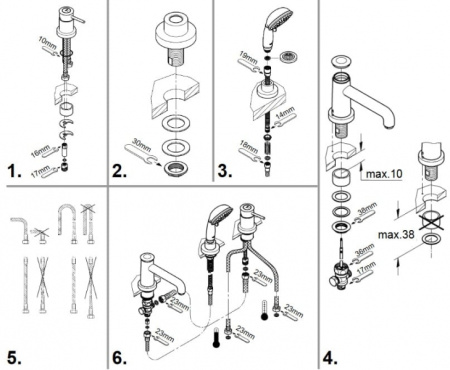 Смеситель на борт ванны Grohe BauClassic 25118000 (25118 000)