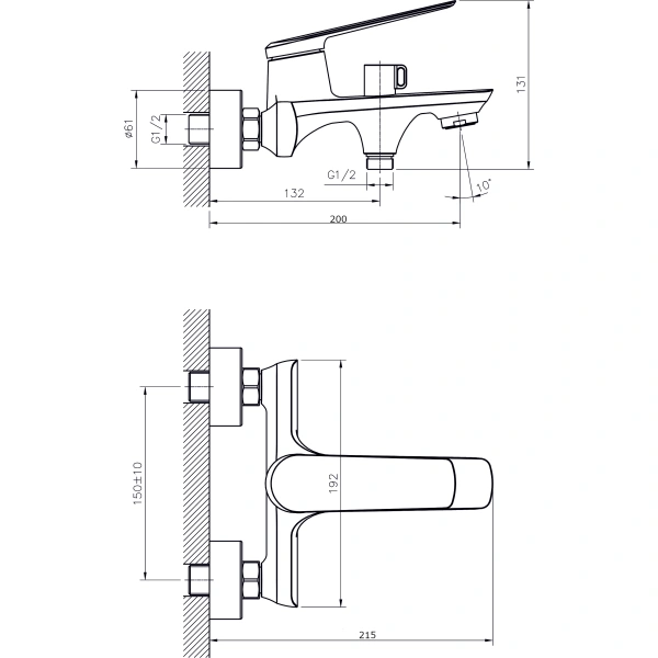 Смеситель для ванны с коротким изливом  RUSH Bering BE5535-44