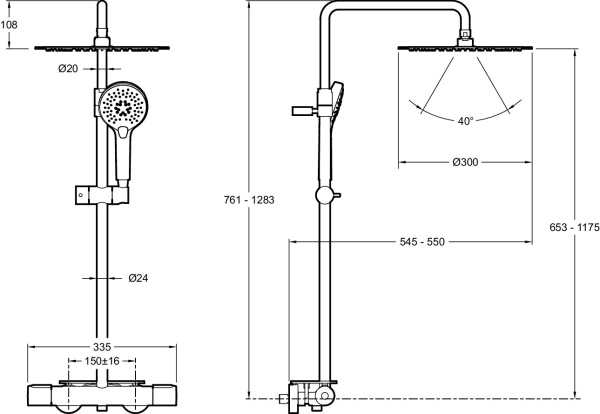 Душевая система Jacob Delafon Metro E26589-CP Душевая система Jacob Delafon Metro E26589-CP
