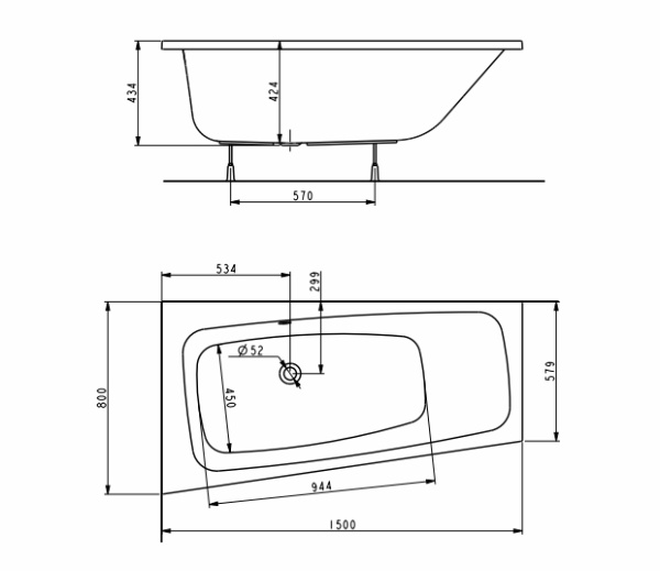 Ванна асимметричная Kolo Split (левая) XWA1651000