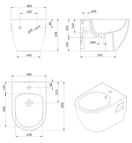 Подвесное биде Sanindusa Sanibold 137450004