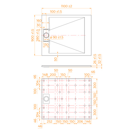Душевой поддон (110х90) RGW TUS-W 553702911-01