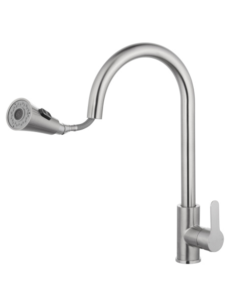 Смеситель для кухни с выдвижным изливом WONZON & WOGHAND, брашированный никель WW-121E201L-BS