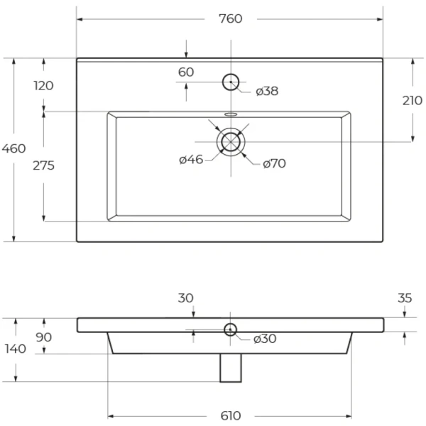 Керамическая раковина CEZARES CZR-8070-75