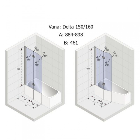 Шторка для ванной (90х150) Riho Novik G003040120