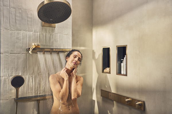 Ручной душ Hansgrohe Rainfinity 130 3jet EcoSmart 26865140 шлифованная бронза