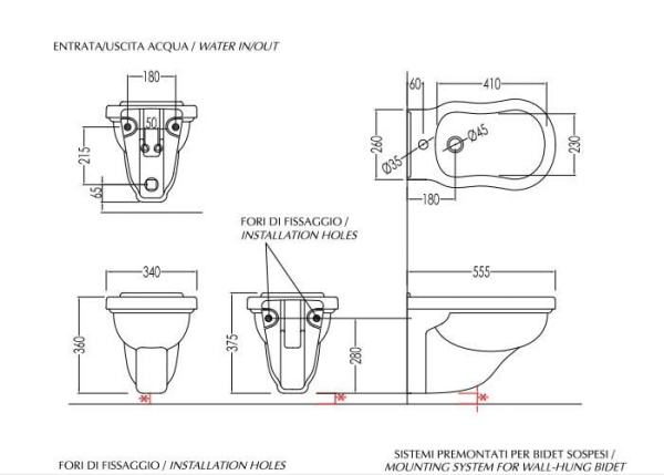 Биде подвесное Devon&Devon Rose IBBID1FSRO