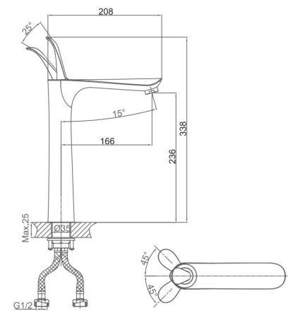 Смеситель для раковины высокий D&K Venice Baciano (DA1032056)