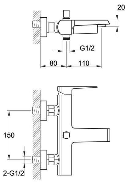 Смеситель для ванны  BelBagno ARLIE ARL-VASM-CRM