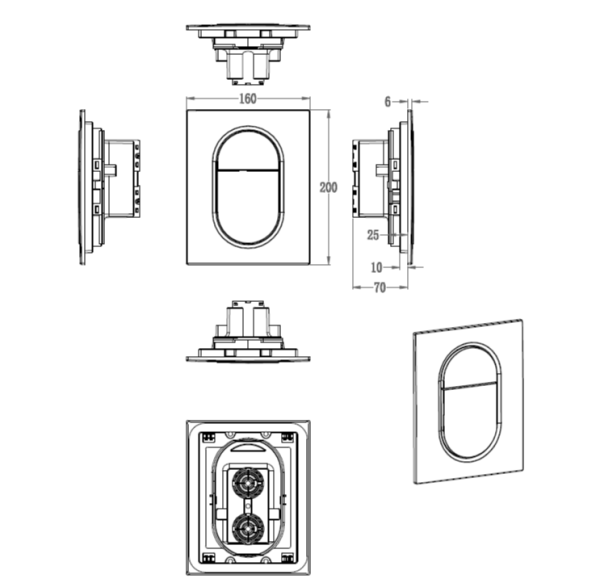 Кнопка смыва для инсталляции пневматическая WONZON & WOGHAND, хром WW-IB257-CR