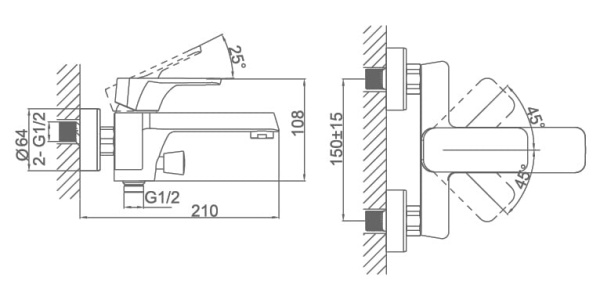 Смеситель для ванны D&K Berlin Tourto (DA1433203)