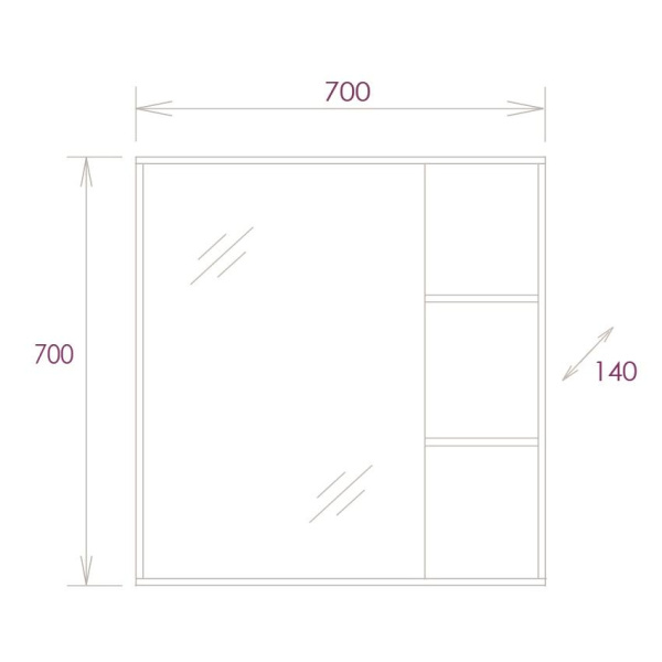 Зеркало-шкаф Onika Тимбер 70 (70x70) 207045