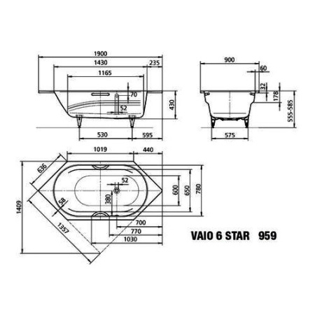 Стальная ванна Kaldewei Vaio 6 Star 959 Standard (190х90) 233900010001