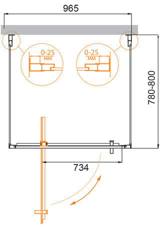Душевой уголок (100х80) CEZARES MOLVENO MOLVENO-BA2-100/80-C-Cr-IV