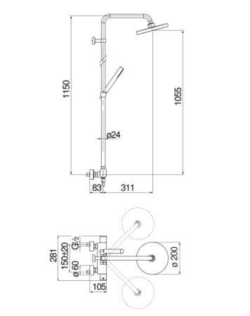 Душевая система Nobili Up UP94030/30CR