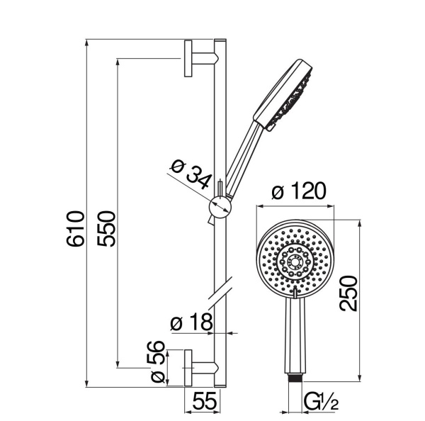 Душевой гарнитур Nobili Lira 4jet AD140/54FLP