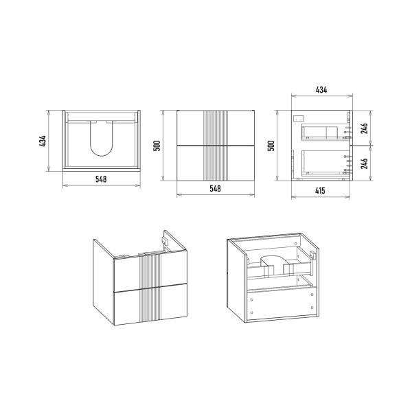 Тумба под раковину 60 см Brevita Vega VEG-09060-0802Я без раковины