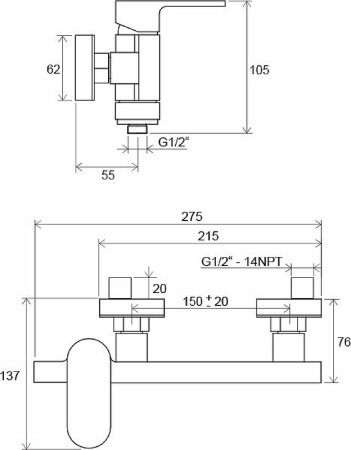 Смеситель для душа Ravak Chrome CR 032.00/150 X070043