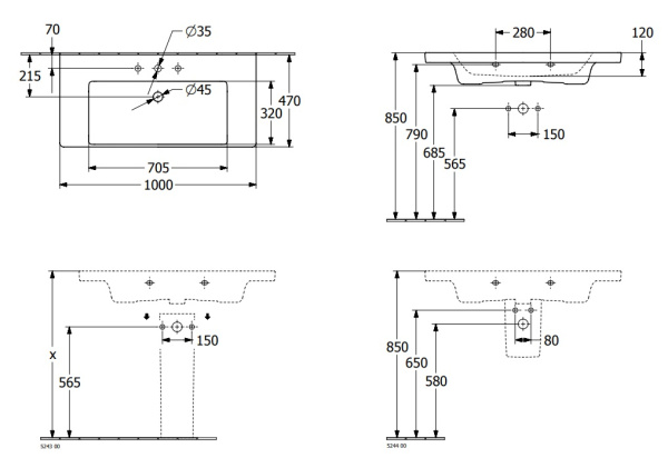 Раковина встраиваемая сверху Villeroy&Boch Subway 3.0 4A70A501