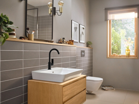 Смеситель для раковины с донным клапаном Hansgrohe Rebris E 72576670 черный матовый