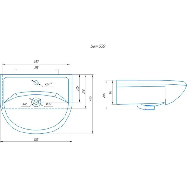 Раковина (55,5х44,5) Aqwella Уют 4620008192765