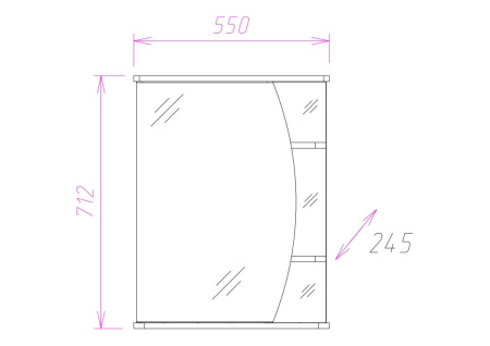 Зеркало-шкаф c подсветкой Onika Луна 55 (55x71,2) 205521