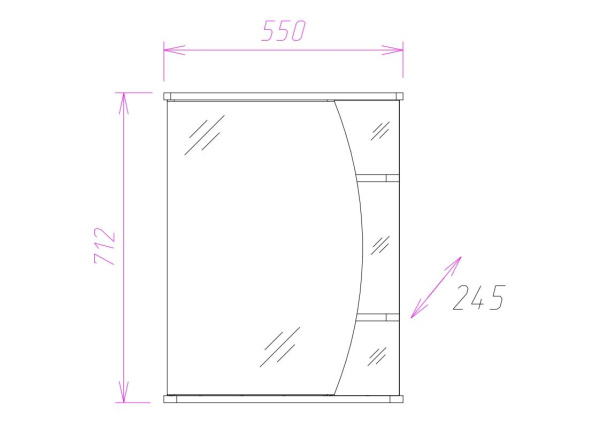 Зеркало-шкаф c подсветкой Onika Луна 55 (55x71,2) 205521