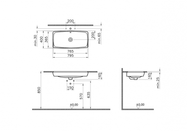 Раковина 77 см, с переливом Vitra Metropole 5669B003-1082