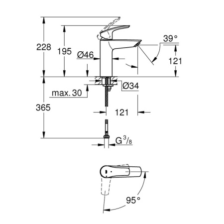 Смеситель для раковины без донного клапана Grohe Eurosmart CoolStart 23395 30E (2339530E) хром